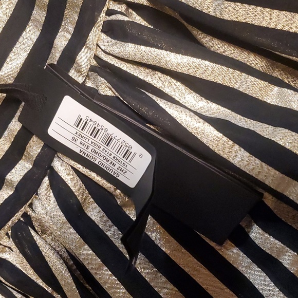 Nwt Pinko black and gold metallic stripe skirt sz  36 - Picture 2 of 9